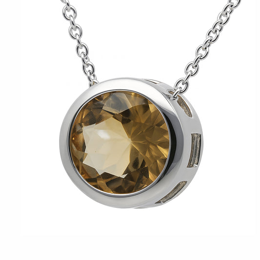 Citrin Solitär-Anhänger mit Kette | 925er Silber | 45 cm