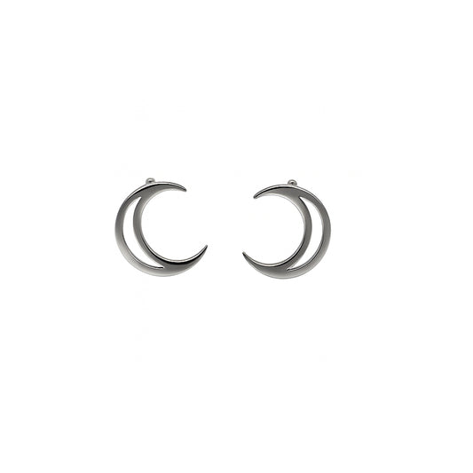 Mond Ohrstecker Edelstahl silber | Mondsichel 10 × 8,5 mm