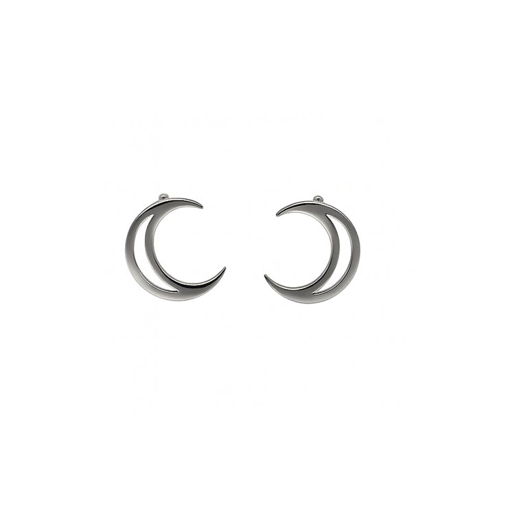 Mond Ohrstecker Edelstahl silber | Mondsichel 10 × 8,5 mm