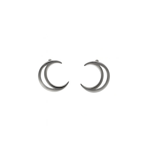 Mond Ohrstecker Edelstahl silber | Mondsichel 10 × 8,5 mm
