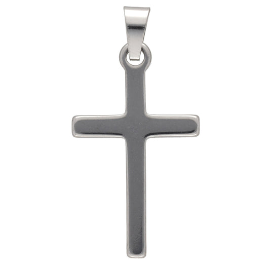 Kreuz-Anhänger Edelstahl silberfarben, 33 mm