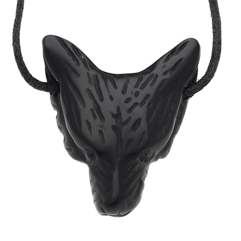 Obsidian Wolfskopfanhänger