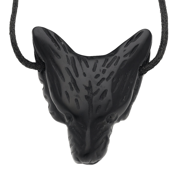 Obsidian Wolfskopfanhänger