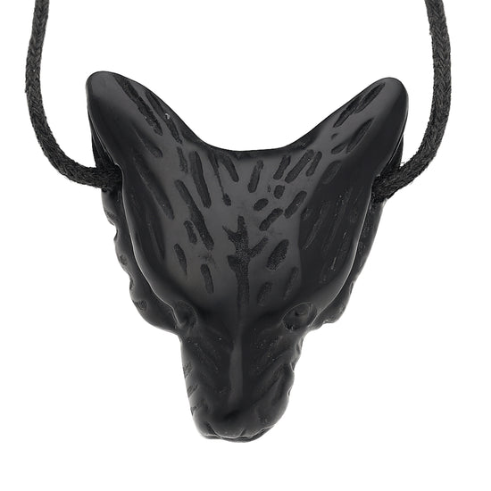 Obsidian Wolfskopfanhänger