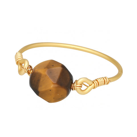 Tigerauge Ring mit Kupferdraht – handgewickelt
