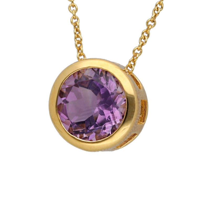Amethyst Solitär-Anhänger mit Kette | vergoldetes 925er Silber | 45 cm