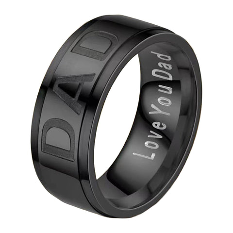 DAD Ring Edelstahl schwarz — Innengravur „Love You Dad