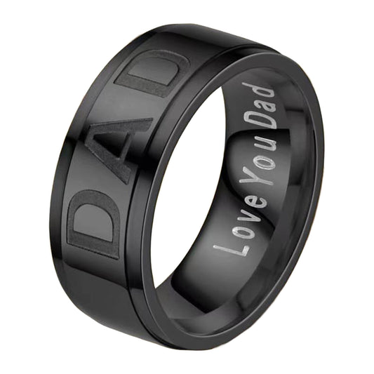 DAD Ring Edelstahl schwarz — Innengravur „Love You Dad