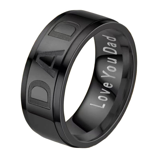 DAD Ring Edelstahl schwarz — Innengravur „Love You Dad