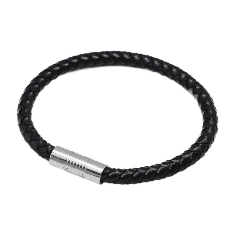 Lederarmband geflochten — 20 cm, 6 mm, Magnetverschluss aus Edelstahl