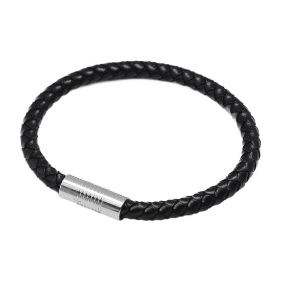 Lederarmband geflochten — 20 cm, 6 mm, Magnetverschluss aus Edelstahl
