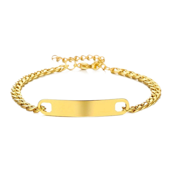 ID-Armband Herren — Edelstahl, Gravurplatte, 20,5 + 5 cm
