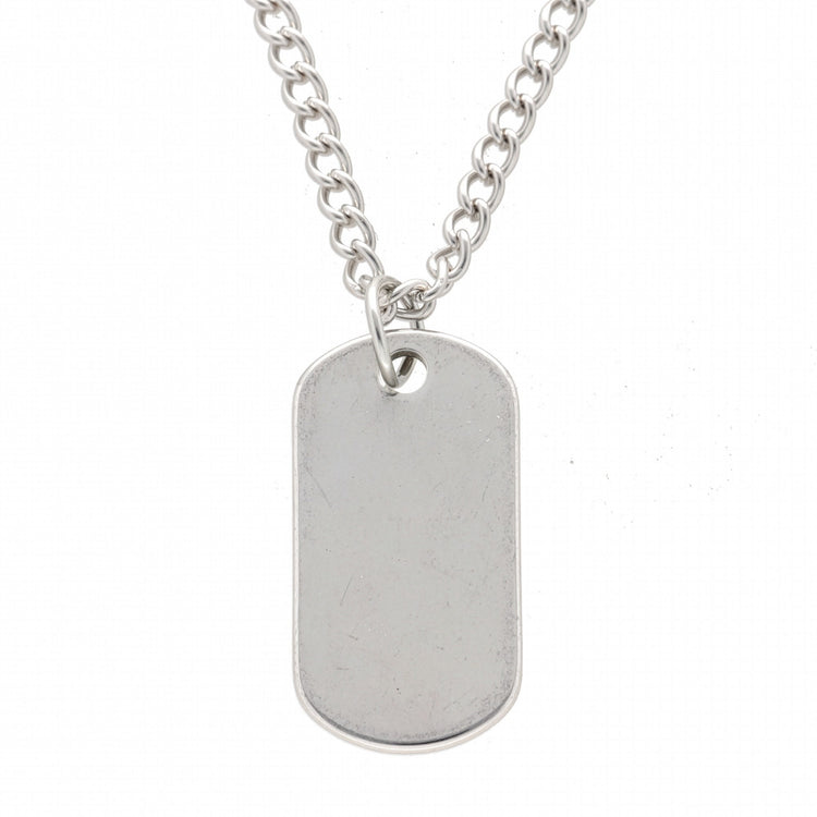 Dog-Tag-Anhänger — Edelstahl an Panzerkette, 55 cm