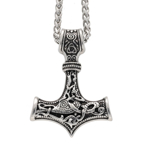 Thorshammer-Anhänger Mjölnir — Weizenkette Edelstahl, 60 cm