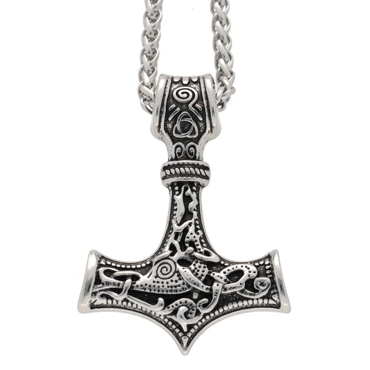 Thorshammer-Anhänger Mjölnir — Weizenkette Edelstahl, 60 cm