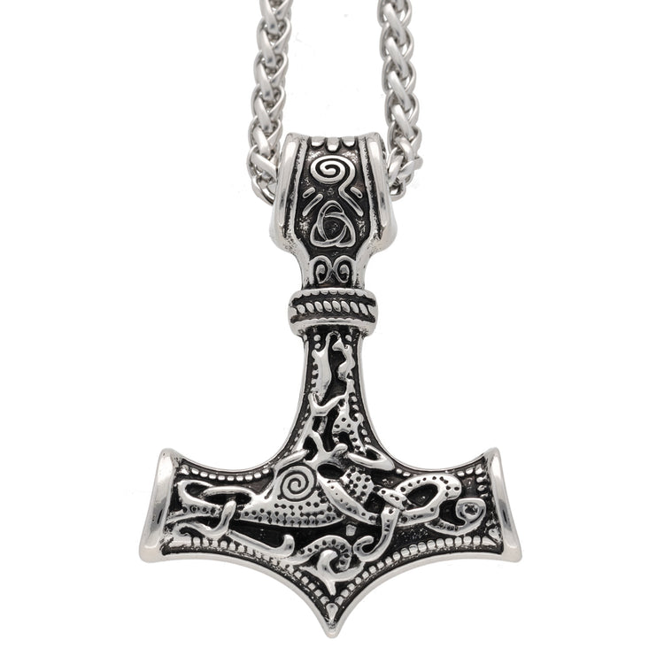 Thorshammer-Anhänger Mjölnir — Weizenkette Edelstahl, 60 cm