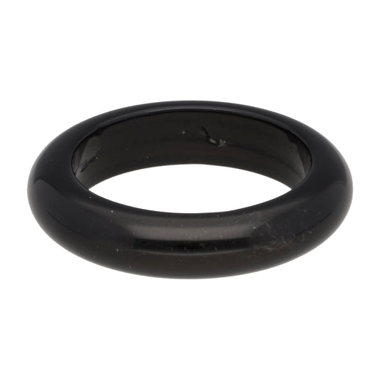 Obsidian, schwarz Ring – schlichter Bandring, Größe 66