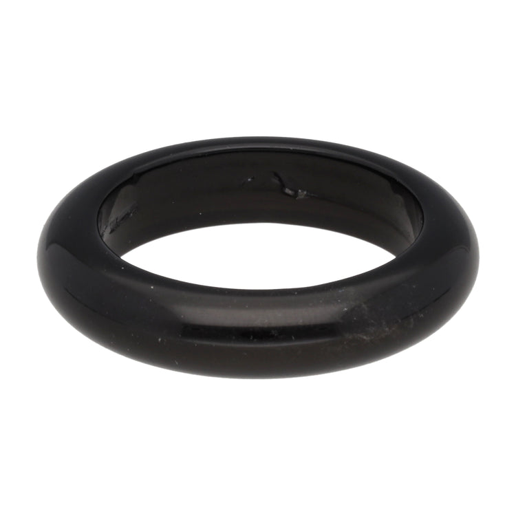 Obsidian, schwarz Ring – schlichter Bandring, Größe 66