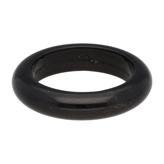 Obsidian, schwarz Ring – schlichter Bandring, Größe 66