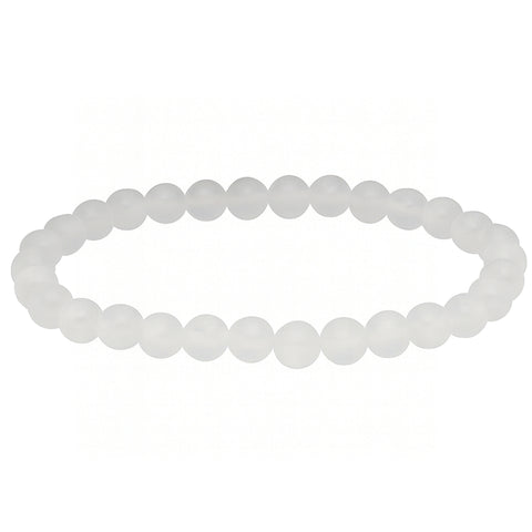 Selenit Kugelarmband 6 mm – zartweißer Edelstein, 19 cm