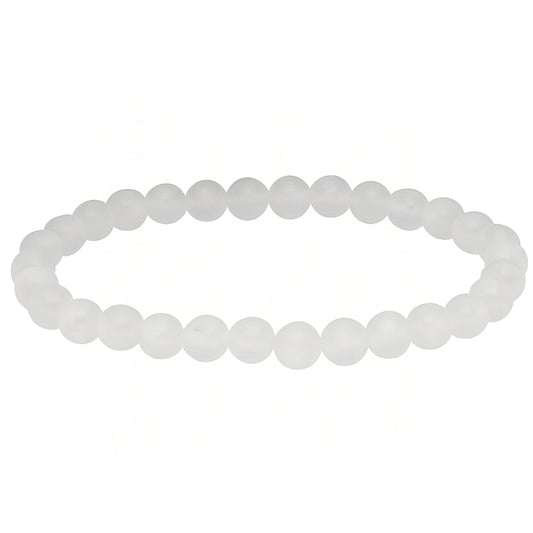 Selenit Kugelarmband 6 mm – zartweißer Edelstein, 19 cm