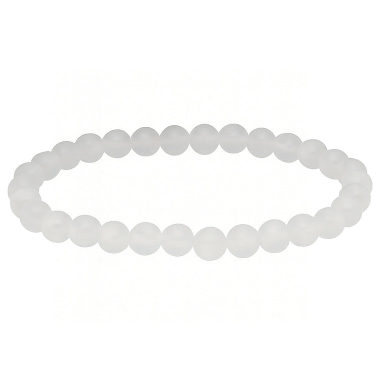 Selenit Kugelarmband 6 mm – zartweißer Edelstein, 19 cm