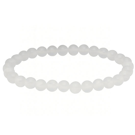 Selenit Kugelarmband 6 mm – zartweißer Edelstein, 19 cm