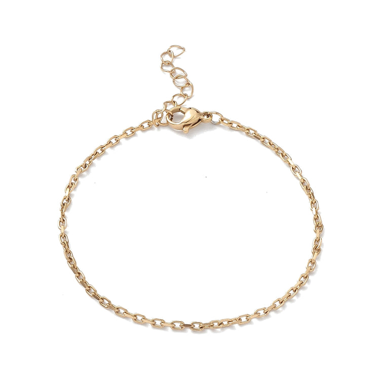 Feines Kabelketten-Armband aus Edelstahl — 17,2 cm, gold oder stahlfarben