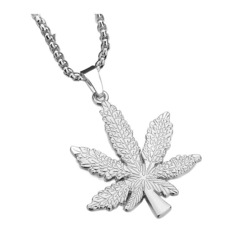 Hanfblatt-Anhänger — 4 cm, Kette 70 cm