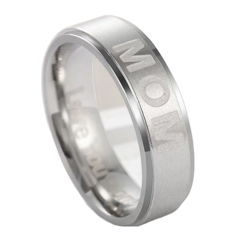 MOM Ring Edelstahl silber — gebürstet mit Gravur