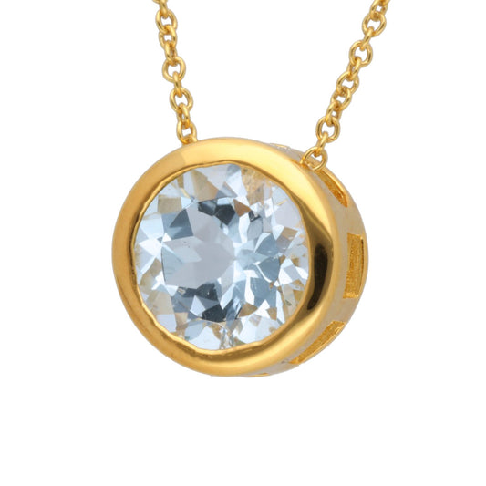Blauer Topas Solitär-Anhänger mit Kette | vergoldetes 925er Silber | 45 cm