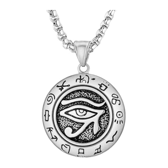 Horus-Auge-Anhänger — rund 3,2 cm, Kette 70 cm