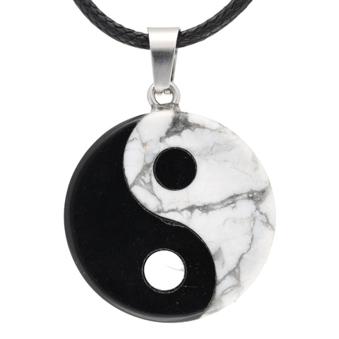 Magnesit & Obsidian Yin-Yang-Anhänger, 28,5 mm