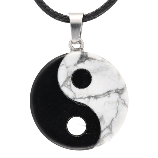 Magnesit & Obsidian Yin-Yang-Anhänger, 28,5 mm