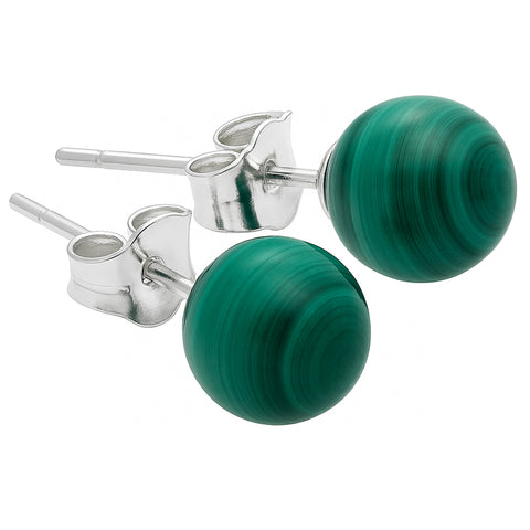 Malachit Ohrstecker 6 mm | 925er Silber
