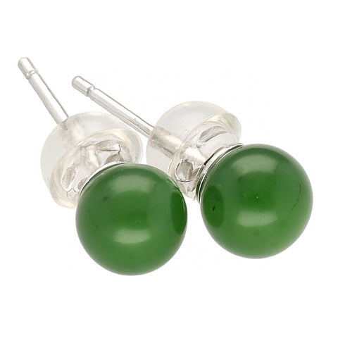 Nephrit Ohrstecker 6 mm | 925er Silber