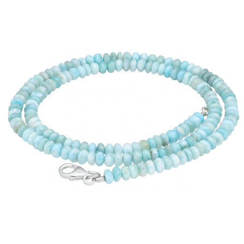 Larimar Button Kugelkette | 45 cm mit Verschluss