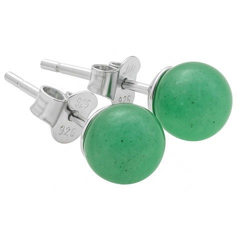 Aventurin, grün Ohrstecker 6 mm | 925er Silber