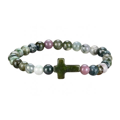 Achat, indisch Armband mit Steinkreuz | 6 mm