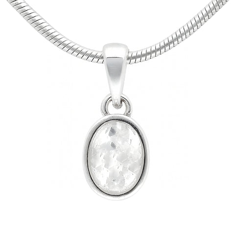 Bergkristall Anhänger facettiert | Ovale Perle 8x6 mm | 925er Silber gefasst