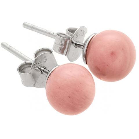 Rhodonit Ohrstecker 6 mm | 925er Silber
