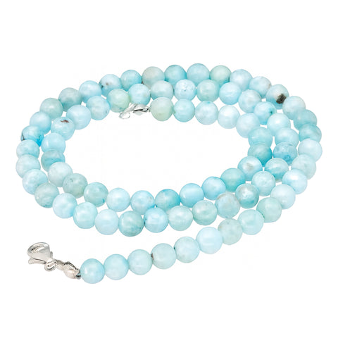 Larimar Kugelkette | Ø 6 mm mit Verschluss | 45 cm