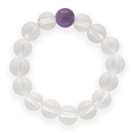 Bergkristall+Amethyst | elastischer Kugelring