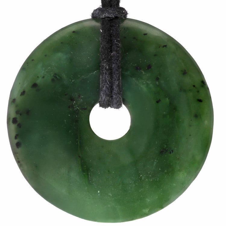 Jade (Nephrit) Donut | 40 mm Anhänger + Baumwollband