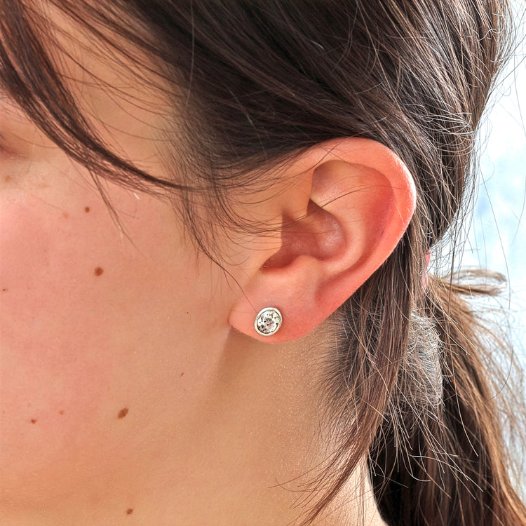 Bergkristall Ohrstecker facettiert | Ovale Perle 8x6 mm | 925er Silber