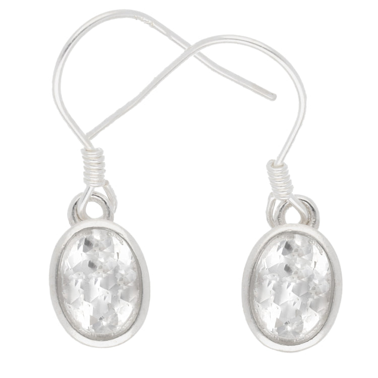 Bergkristall Ohrhänger facettiert| Ovale Perle 8x6 mm | 925er Silber