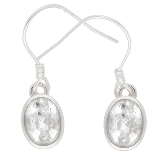 Bergkristall Ohrhänger facettiert| Ovale Perle 8x6 mm | 925er Silber