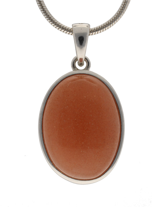Mondstein, Orange Anhänger (oval) in Silber gefasst