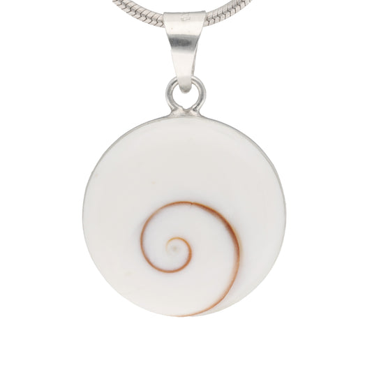Operculum Anhänger mit Lebensbaum | Ø 1,8cm | In Silberfassung