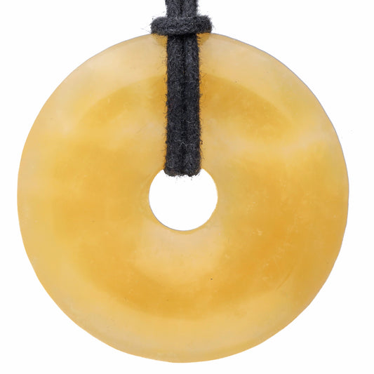 Orangencalcit Donut | 40 mm Anhänger + Baumwollband